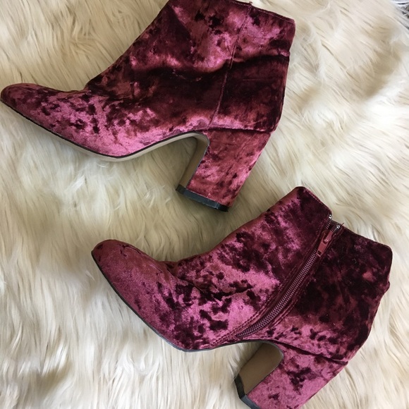 Free People Shoes - Free People Velvet Ankle Boots in Burgundy
